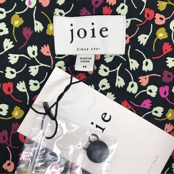 JOIE Button Front Black Floral Print Cotton Midi Skirt Fit & Flare Size 14‎ New - Picture 7 of 12